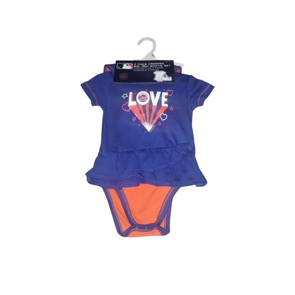 Baby Girl New‎ York Mets outfit With Bib And Booties